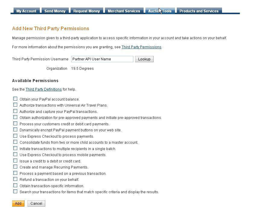 PayPal 3rd Party Permission