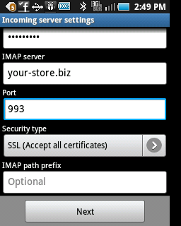 imap port with ssl