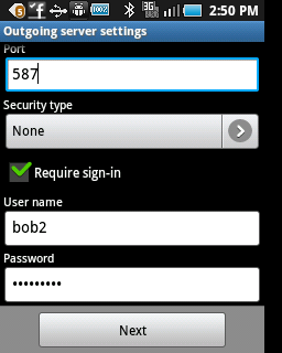 outgoing port for android