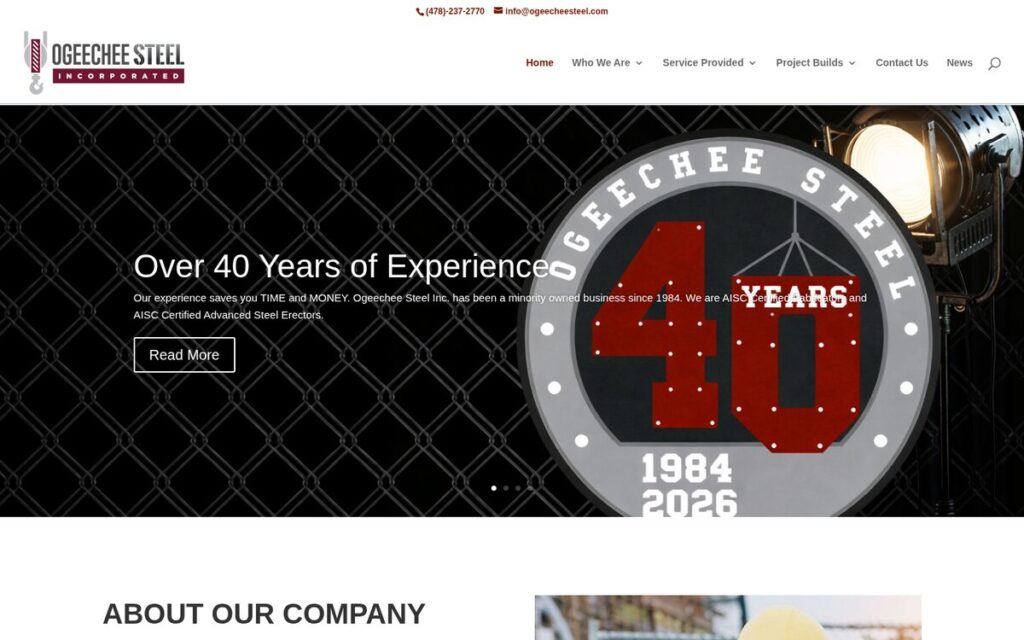 Ogeechee Steel AISC certified steel fabricator WordPress website by Precision Web Hosting