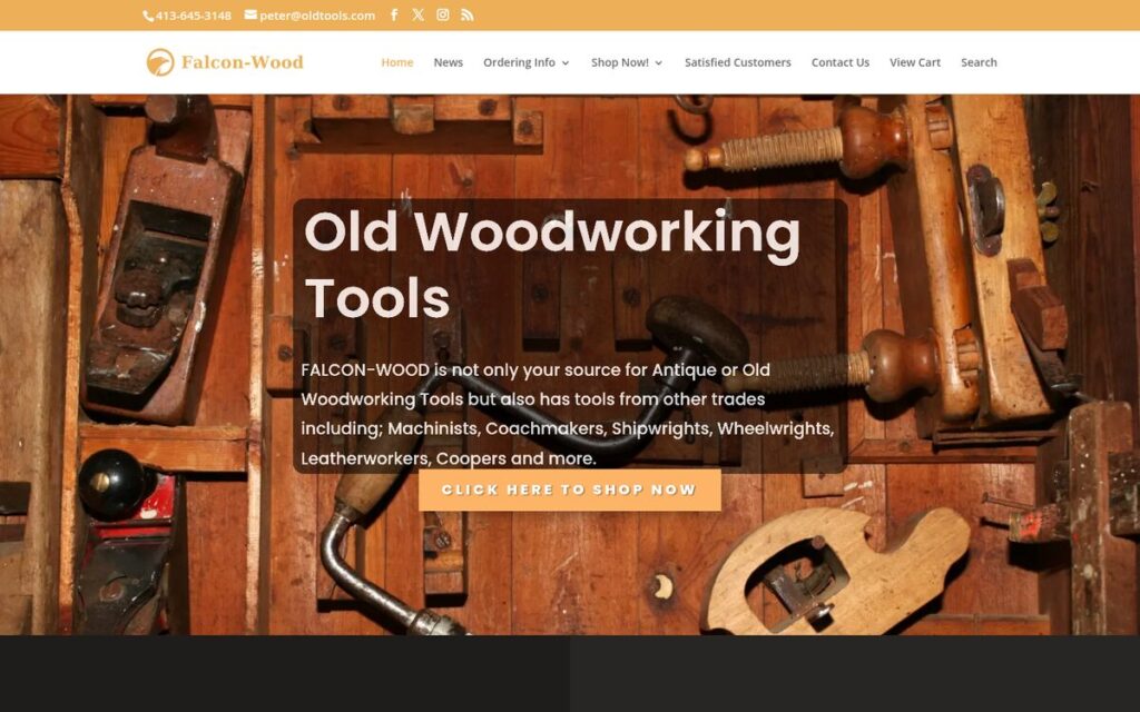 OldTools.com antique woodworking tools WordPress ecommerce website by Precision Web Hosting