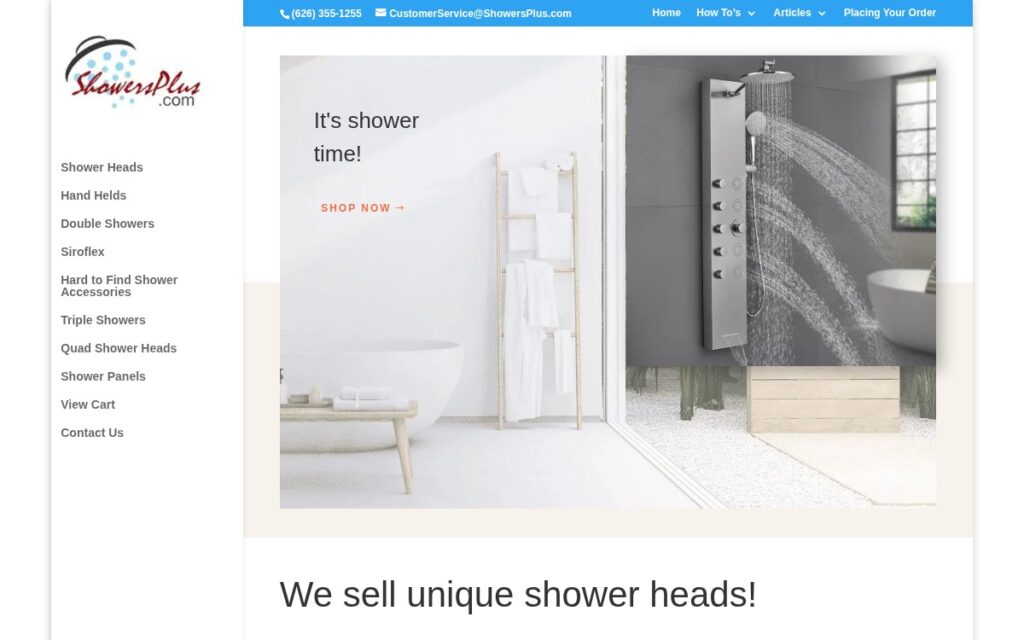 ShowersPlus.com shower doors WordPress ecommerce website by Precision Web Hosting