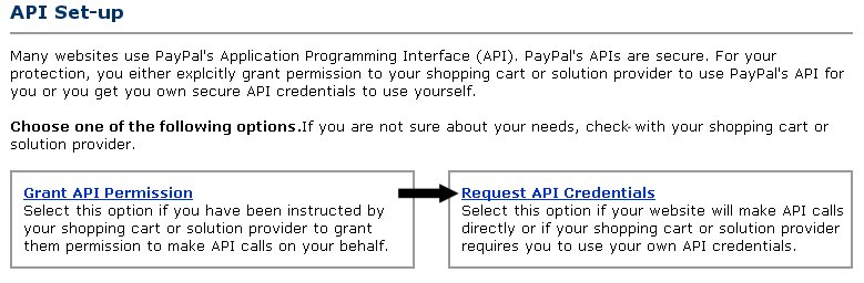 request API credentials